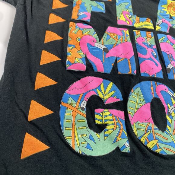 Vtg 80s 90s Single Stitch Turtle Bay Flamingo Neon Art T Shirt 3XL Sleep Big - Picture 3 of 10